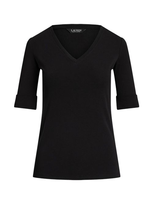 t-shirt donna scollo a v nero Ralph Lauren | 200815843003